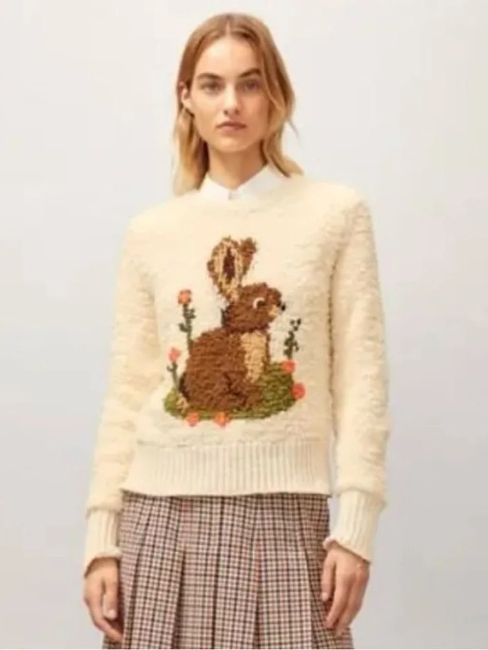 Tory Burch Bunny Intarsia Sweater Pullover Small Petite